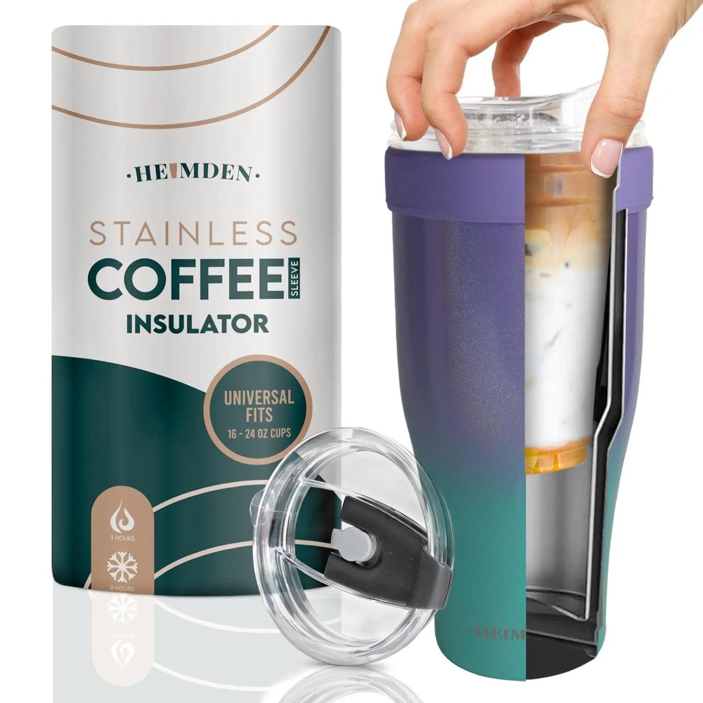 Heimden Coffee Cup Holder 2 in 1 30 Oz Tumbler, Insulated Coffee Mug - Designed to Fit Most Disposable Cups , Travel Mug, Car Mug