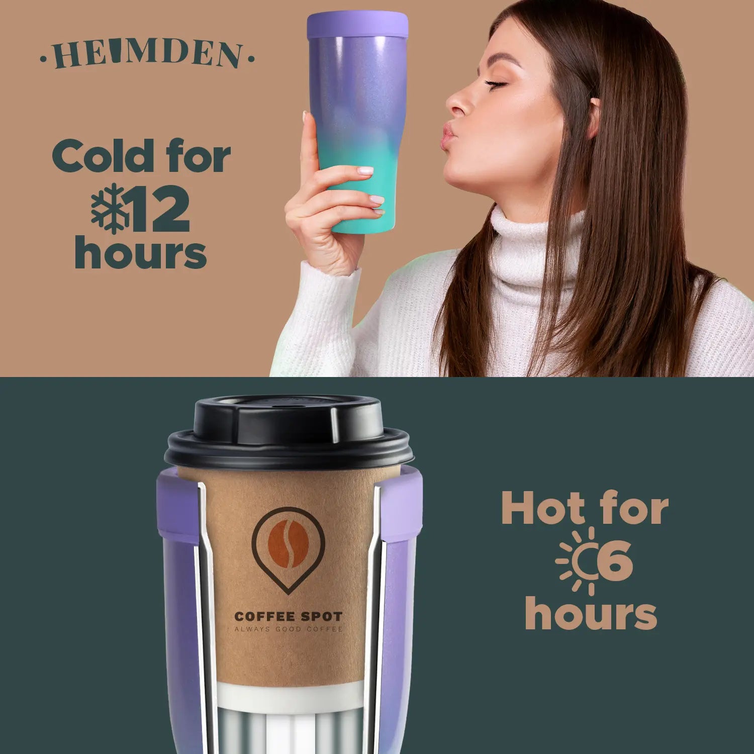 Heimden Coffee Cup Holder 2 in 1 30 Oz Tumbler, Insulated Coffee Mug - Designed to Fit Most Disposable Cups , Travel Mug, Car Mug