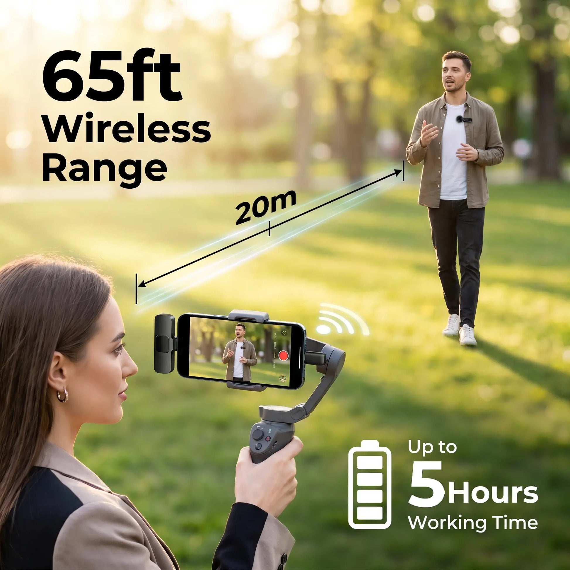 HITOZON Wireless Lavalier Microphone with Noise Reduction - Plug-And-Play Portable USB-C Lapel Mic for Iphone 15/16/17, Ipad, Android Smartphones, Camera Audio Recording - Mini Wireless Microphone Phone Accessories for Vlog, Youtube