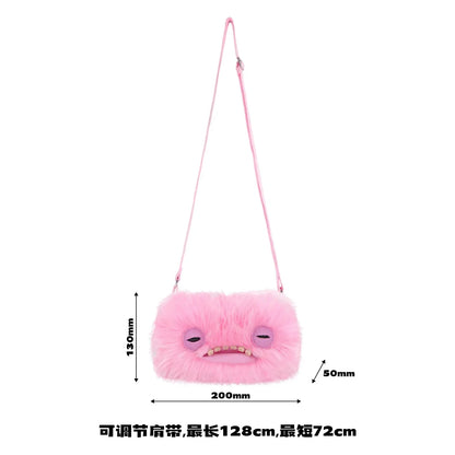 Fuggler Plush Crossbody Bag - Ugly-Cute Monster Plush Purse with Adjustable Strap, Quirky Y2K Shoulder Bag & Funny Fashion Accessory Gift for Teen Girls & Women