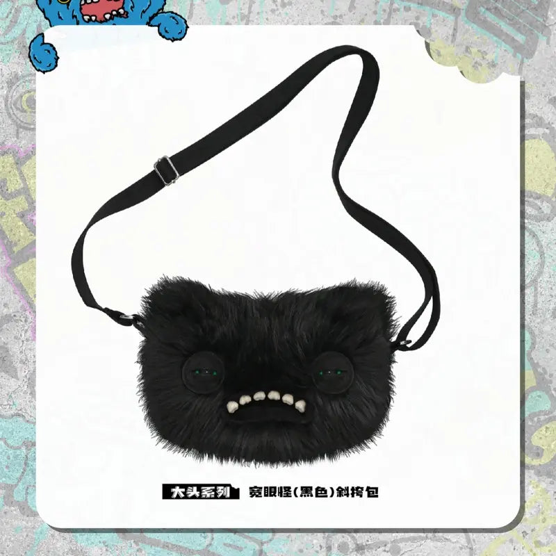 Fuggler Plush Crossbody Bag - Ugly-Cute Monster Plush Purse with Adjustable Strap, Quirky Y2K Shoulder Bag & Funny Fashion Accessory Gift for Teen Girls & Women