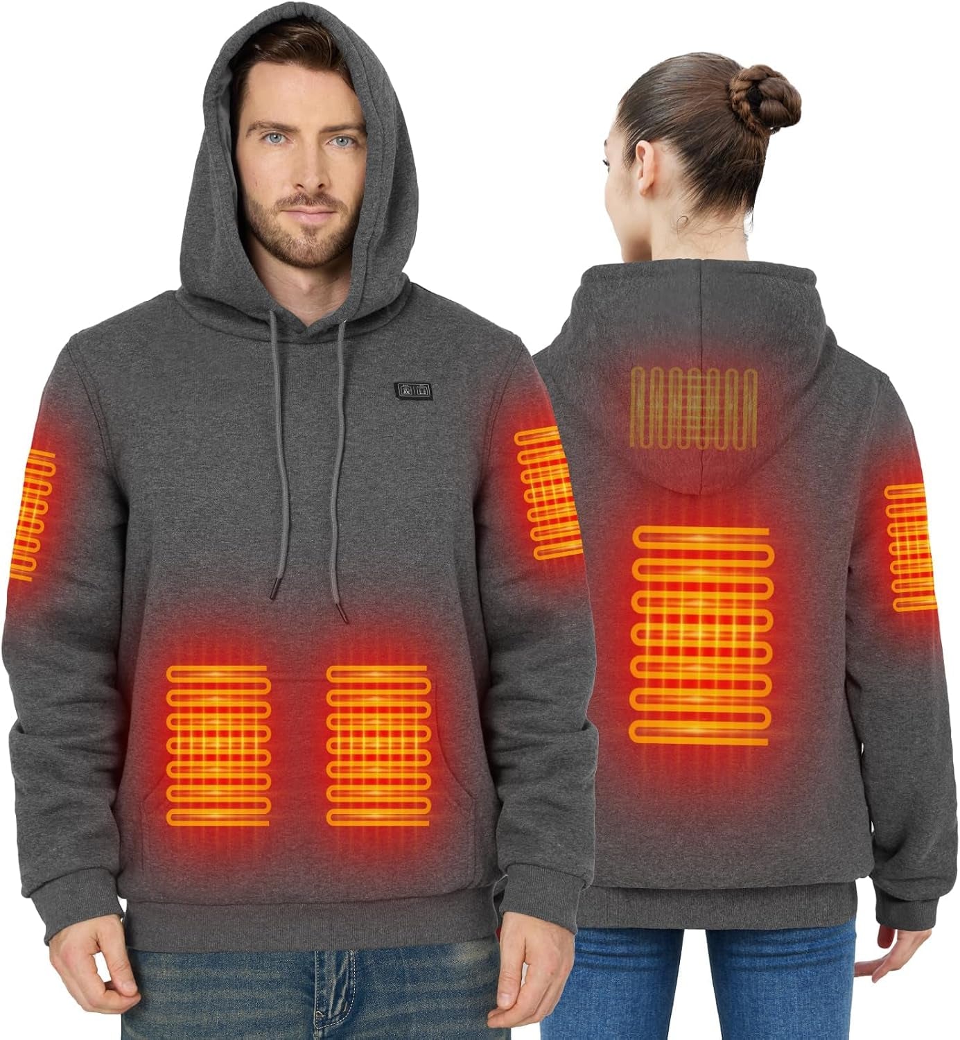 Heated Hoodie for Men Women 20000Mah Battery Fast Charge with Fleece Lining Unisex Heated Sweatshirt Electric Hoodie