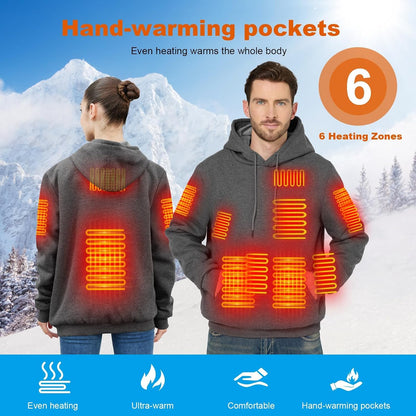 Heated Hoodie for Men Women 20000Mah Battery Fast Charge with Fleece Lining Unisex Heated Sweatshirt Electric Hoodie