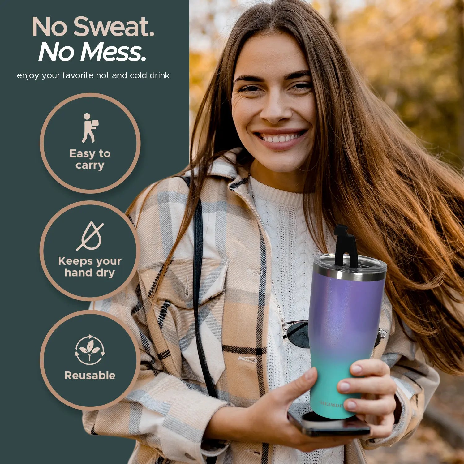 Heimden Coffee Cup Holder 2 in 1 30 Oz Tumbler, Insulated Coffee Mug - Designed to Fit Most Disposable Cups , Travel Mug, Car Mug