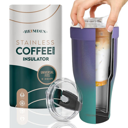 Heimden Coffee Cup Holder 2 in 1 30 Oz Tumbler, Insulated Coffee Mug - Designed to Fit Most Disposable Cups , Travel Mug, Car Mug