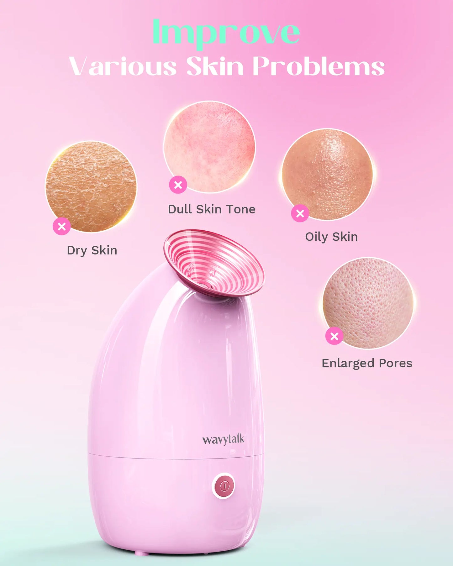 Wavytalk Portable Nano Ionic Facial Steamer - Quick Mist for Deep Cleansing Intensive Hydration, Penguin Design and Beauty on the Go