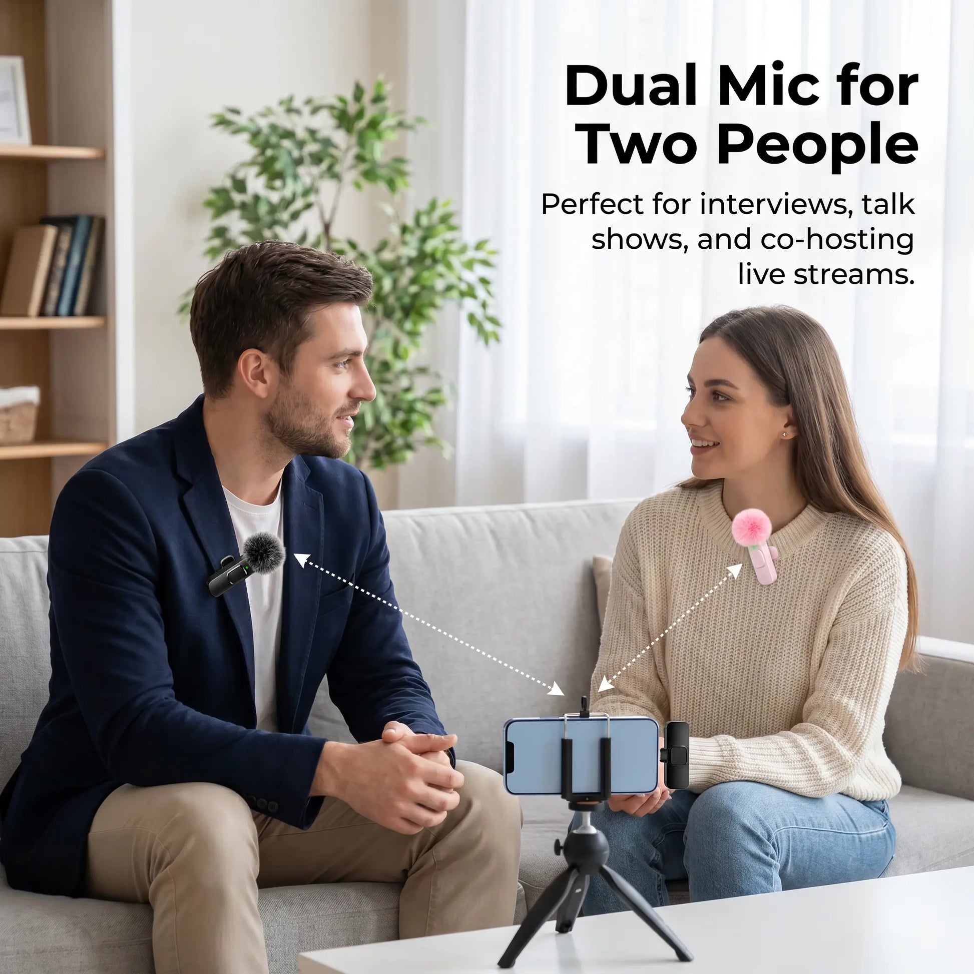 HITOZON Wireless Lavalier Microphone with Noise Reduction - Plug-And-Play Portable USB-C Lapel Mic for Iphone 15/16/17, Ipad, Android Smartphones, Camera Audio Recording - Mini Wireless Microphone Phone Accessories for Vlog, Youtube