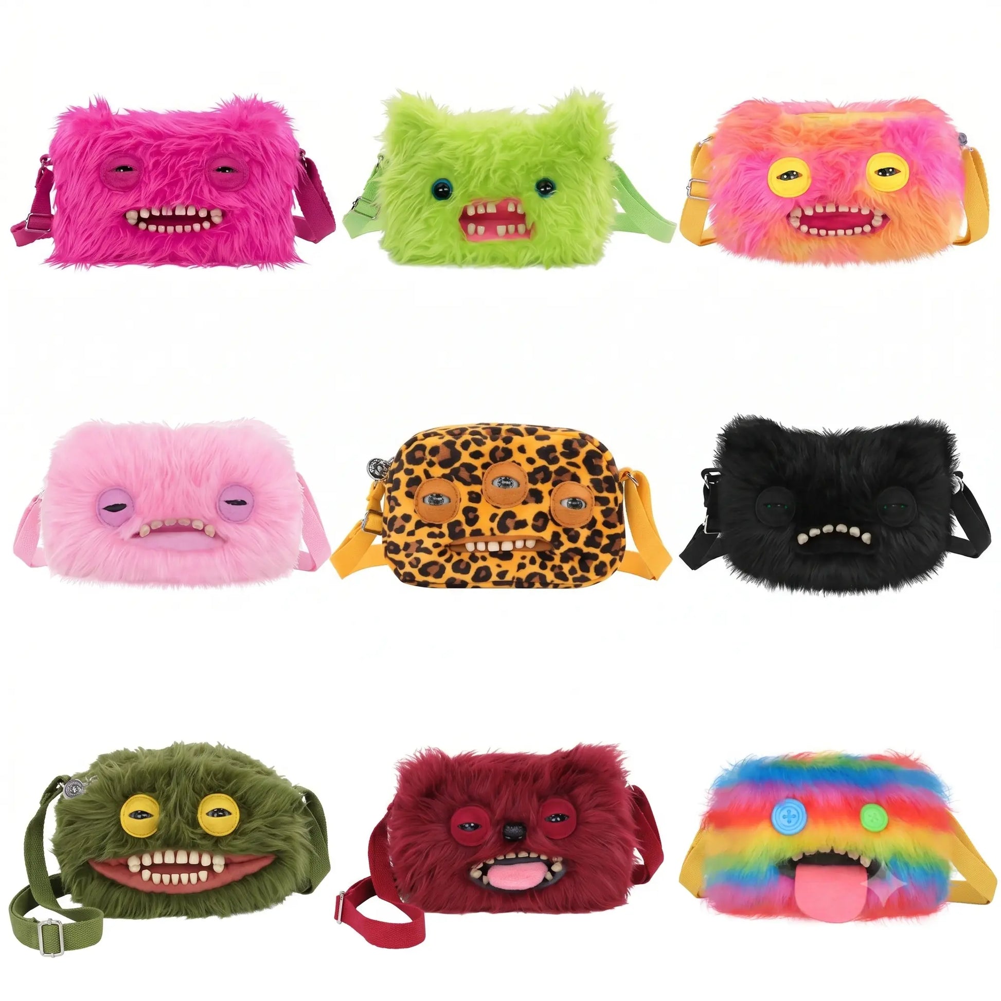 Fuggler Plush Crossbody Bag - Ugly-Cute Monster Plush Purse with Adjustable Strap, Quirky Y2K Shoulder Bag & Funny Fashion Accessory Gift for Teen Girls & Women