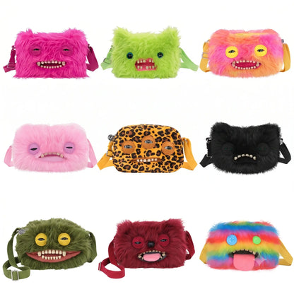 Fuggler Plush Crossbody Bag - Ugly-Cute Monster Plush Purse with Adjustable Strap, Quirky Y2K Shoulder Bag & Funny Fashion Accessory Gift for Teen Girls & Women