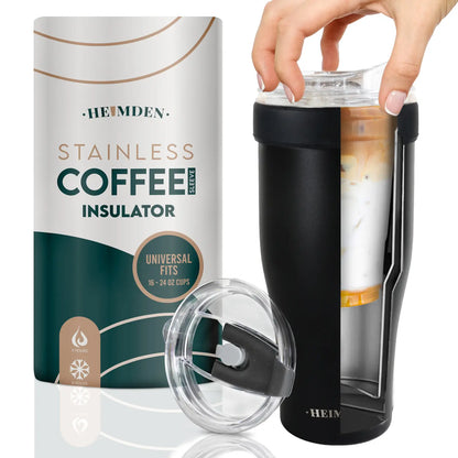 Heimden Coffee Cup Holder 2 in 1 30 Oz Tumbler, Insulated Coffee Mug - Designed to Fit Most Disposable Cups , Travel Mug, Car Mug