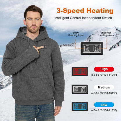 Heated Hoodie for Men Women 20000Mah Battery Fast Charge with Fleece Lining Unisex Heated Sweatshirt Electric Hoodie