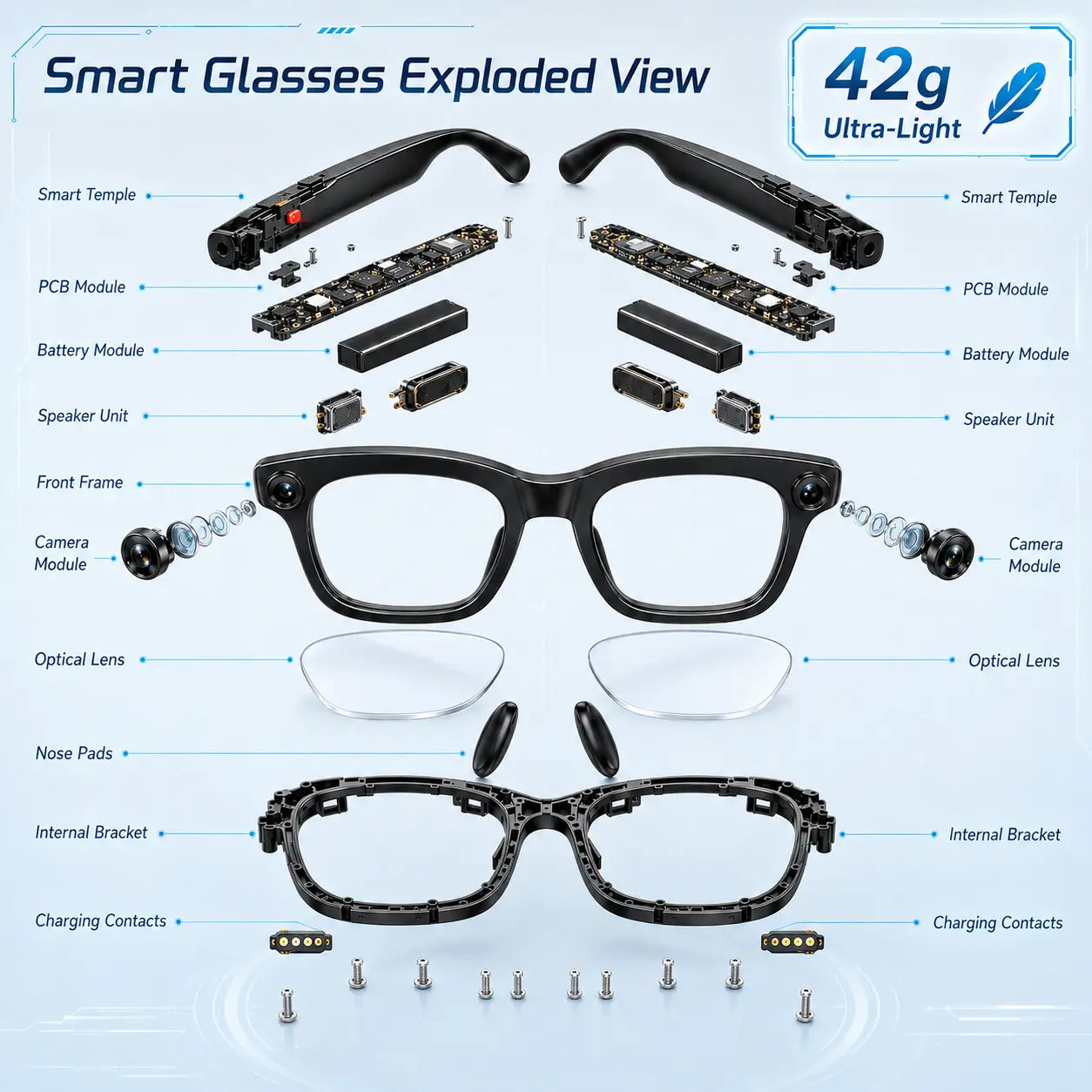 AI Smart Glasses with 8MP Camera & 1080P Video Recording, Photochromic Lenses, Voice Assistant, Smart Wear Detection Touch Sunglass Button Control Pro