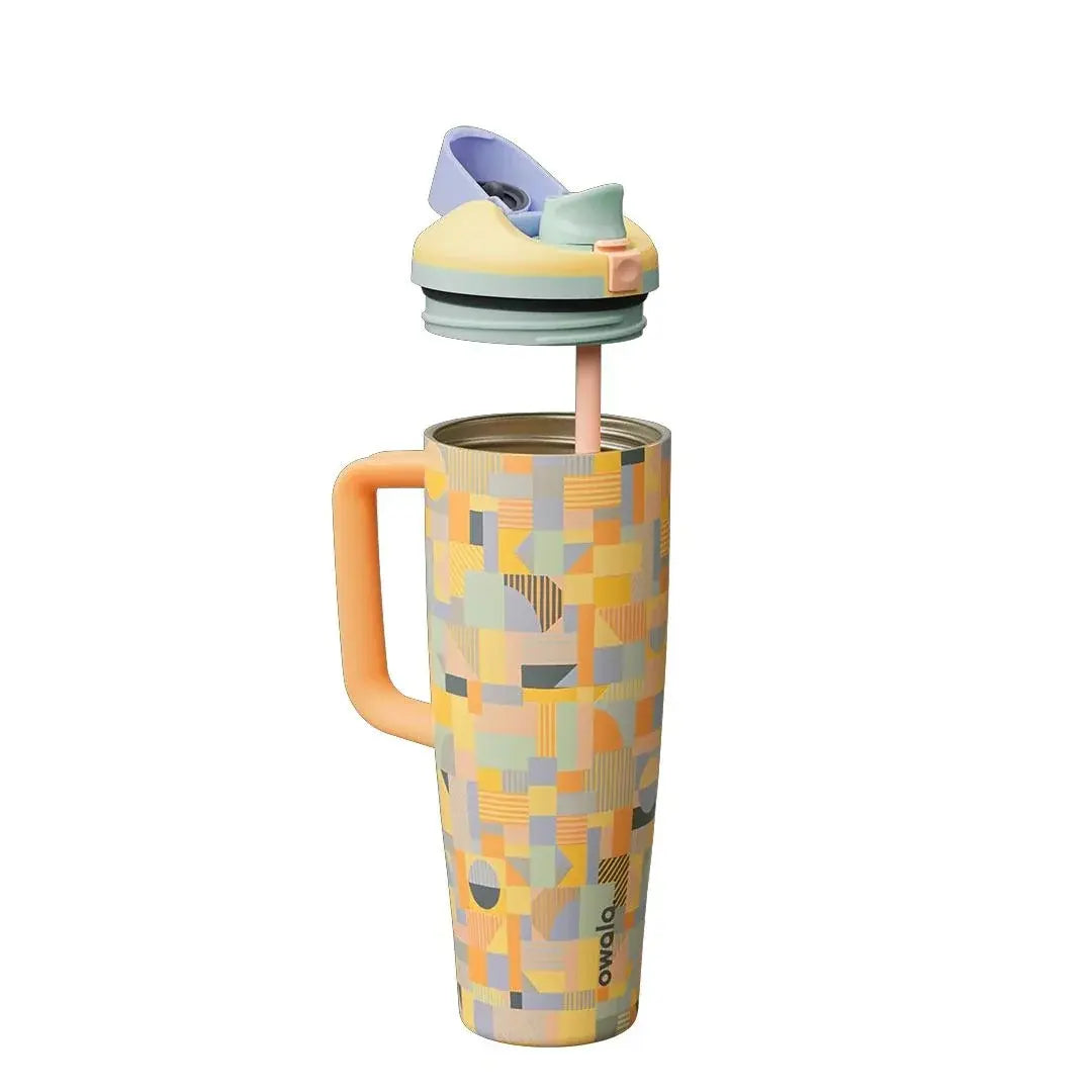 Owala Freesip Tumbler 40Oz Moodboard Limited Edition, Leakproof Insulated Stainless Steel Travel Mug with Built-In Handle & Straw, Cute Aesthetic Water Bottle for Cup Holder