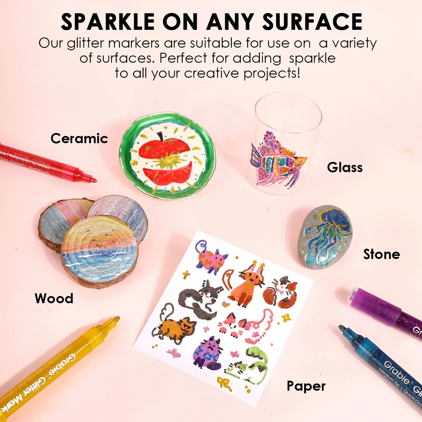 Medium Tip Iridescent Glitter Acrylic Paint Marker Set of 24, Dealsforyoudays