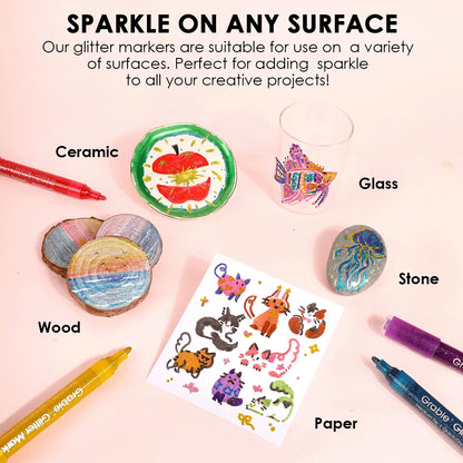 Medium Tip Iridescent Glitter Acrylic Paint Marker Set of 24, Dealsforyoudays