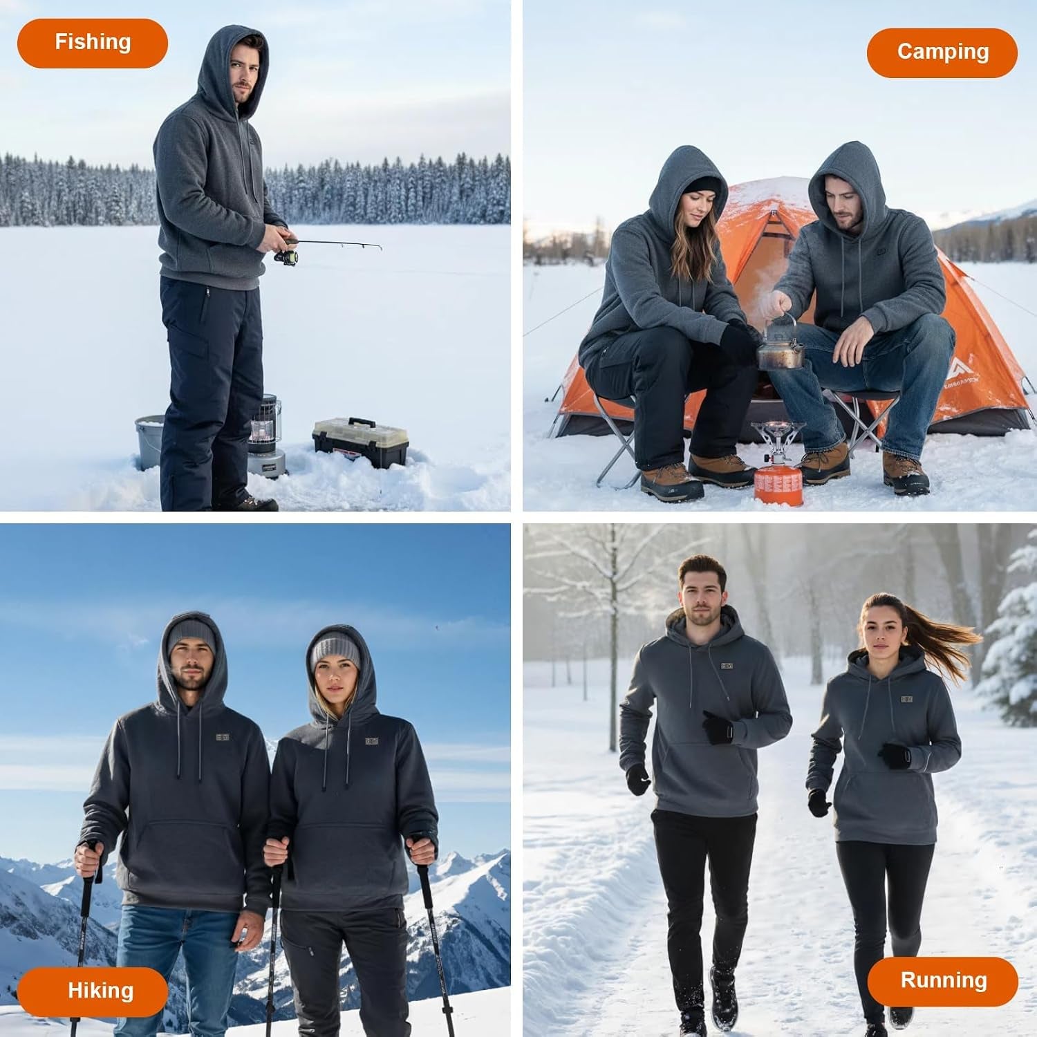 Heated Hoodie for Men Women 20000Mah Battery Fast Charge with Fleece Lining Unisex Heated Sweatshirt Electric Hoodie