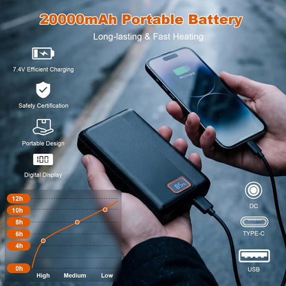 Heated Hoodie for Men Women 20000Mah Battery Fast Charge with Fleece Lining Unisex Heated Sweatshirt Electric Hoodie