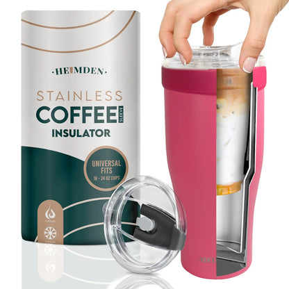 Heimden Coffee Cup Holder 2 in 1 30 Oz Tumbler, Insulated Coffee Mug - Designed to Fit Most Disposable Cups , Travel Mug, Car Mug