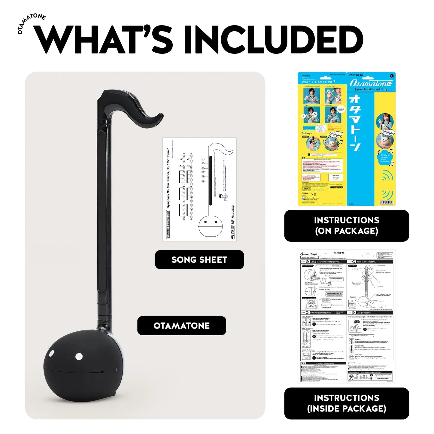 Otamatone Regular [Black] - Japanese Musical Instrument Electronic Synthesizer - Maywa Denki Studio - Fun Gift for Children, Teens, Adults