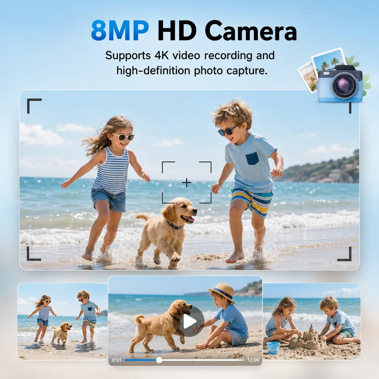 AI Smart Glasses with 8MP Camera & 1080P Video Recording, Photochromic Lenses, Voice Assistant, Smart Wear Detection Touch Sunglass Button Control Pro