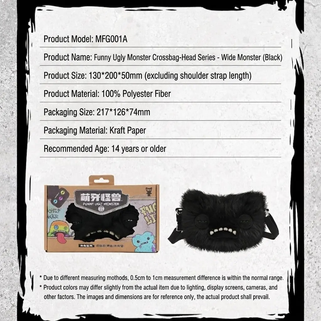 Fuggler Plush Crossbody Bag - Ugly-Cute Monster Plush Purse with Adjustable Strap, Quirky Y2K Shoulder Bag & Funny Fashion Accessory Gift for Teen Girls & Women