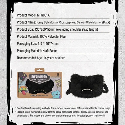 Fuggler Plush Crossbody Bag - Ugly-Cute Monster Plush Purse with Adjustable Strap, Quirky Y2K Shoulder Bag & Funny Fashion Accessory Gift for Teen Girls & Women