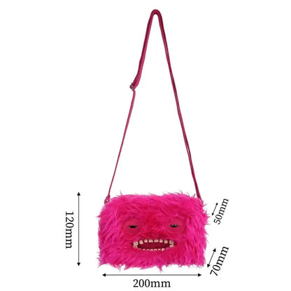 Fuggler Plush Crossbody Bag - Ugly-Cute Monster Plush Purse with Adjustable Strap, Quirky Y2K Shoulder Bag & Funny Fashion Accessory Gift for Teen Girls & Women